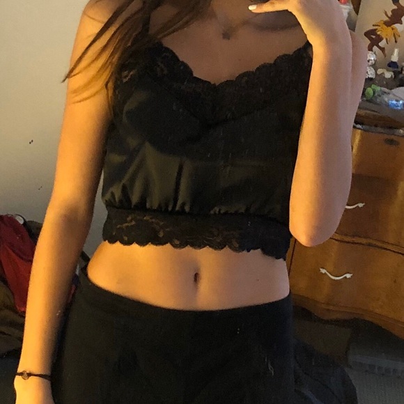 Black Satin Cami Tank Top - Picture 3 of 4